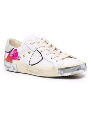 Flower Print Prsx Sneakers in White