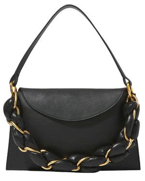 Braided Chain Shoulder Bag in Black