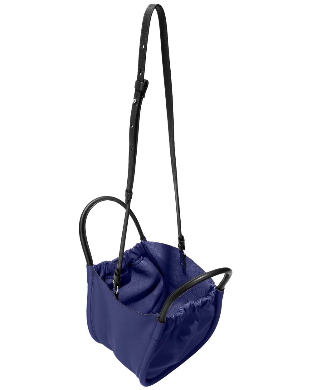 Small Ruched Crossbody Tote in New Blue