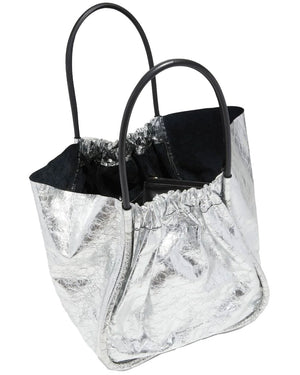 Large Rouched Tote in Silver
