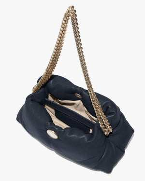Small Puffy Chain Tobo Bag in Dark Navy