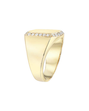 14k Yellow Gold Boyfriend Diamond Signet Ring
