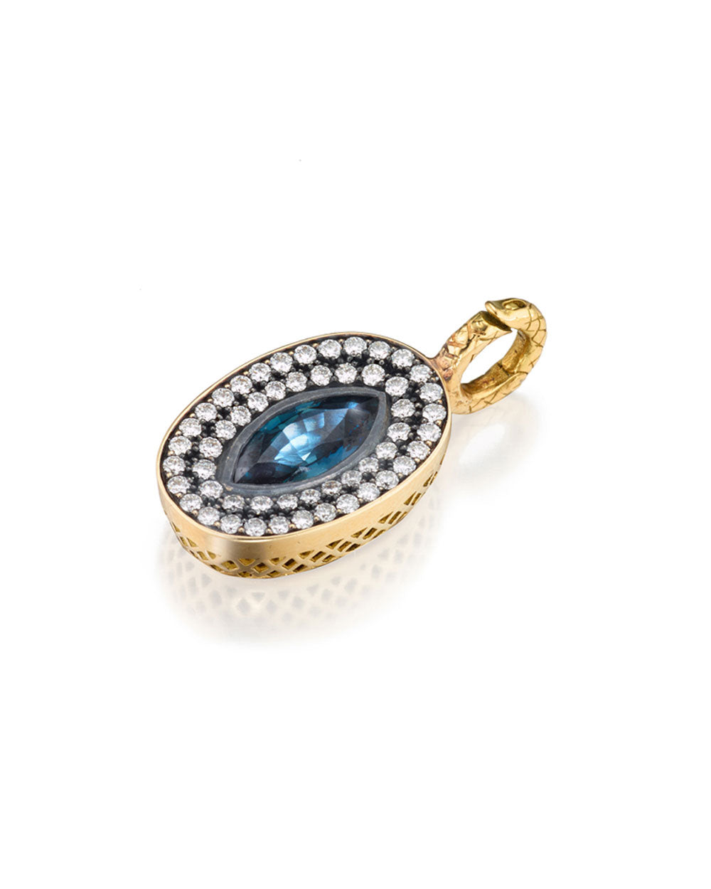 Blue-Green Sapphire and Diamond Pendant