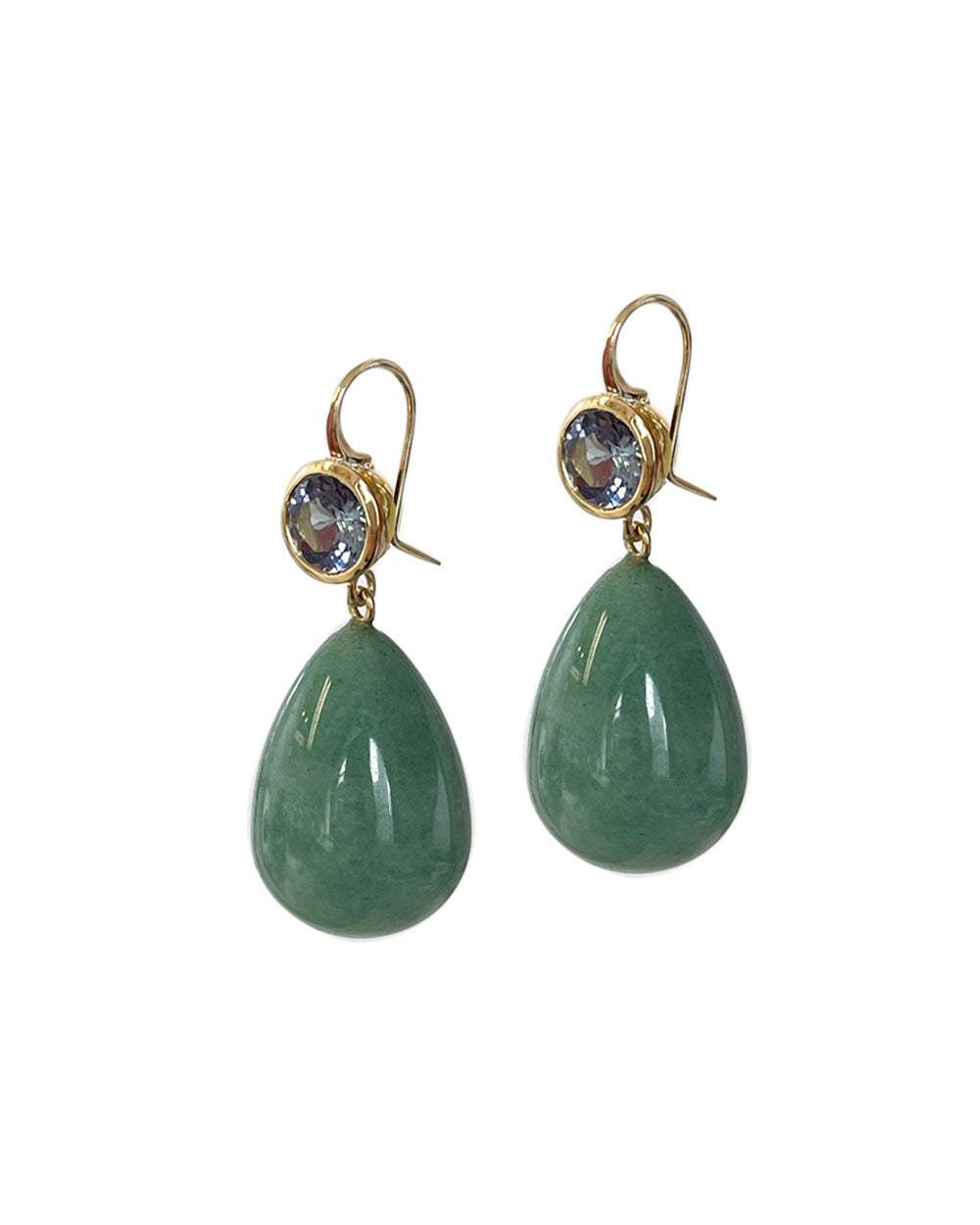 Tanzanite and Green Aventurine Drop Earrings