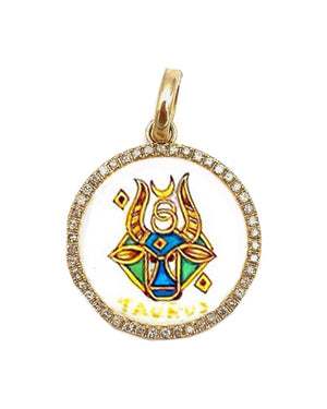 Taurus Zodiac Pendant with Diamonds
