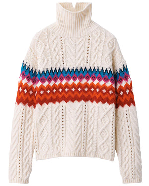 Cream Multi Knit Willow Fair Isle Turtleneck Sweater