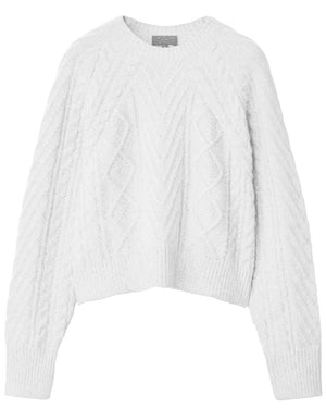 Ivory Cashmere Cable Knit Pierce Sweater