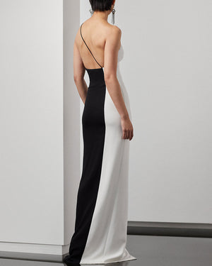 Black and Off White Bicolor Fabricio Gown