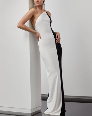 Black and Off White Bicolor Fabricio Gown
