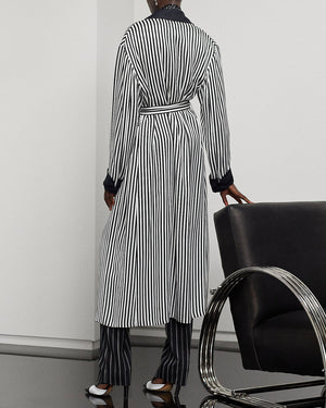Black and White Stripe Kalpita Coat