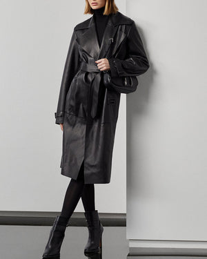 Black Leather Ainsley Coat