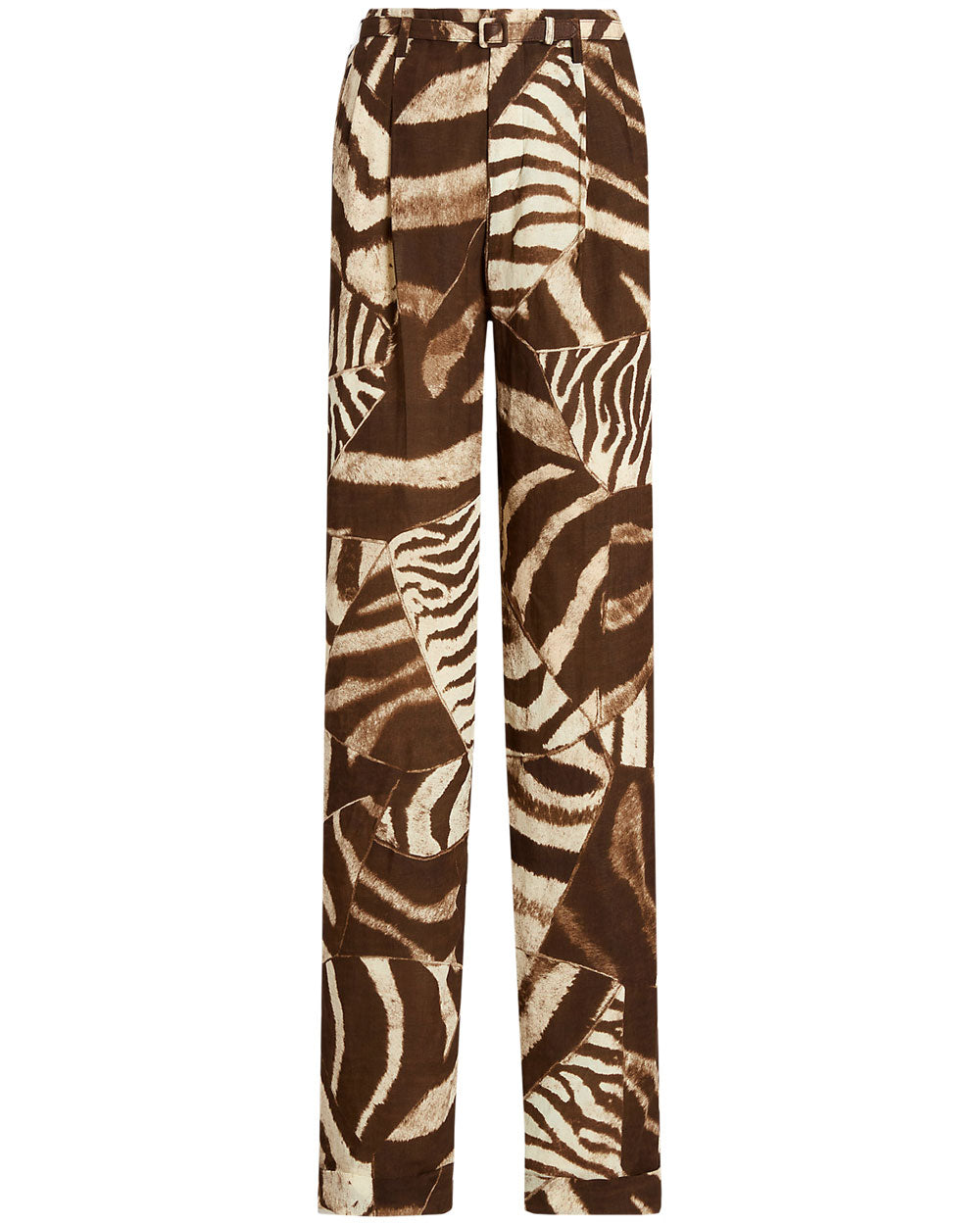 Brown and Cream Zebra Linen Voile Stamford Pant