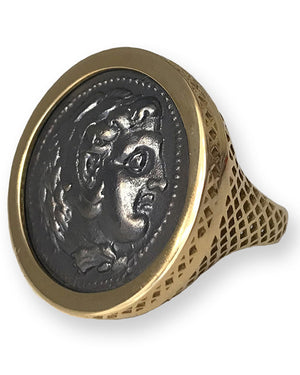 Alexander The Great Crownwork Coin Ring