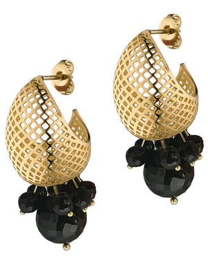 Large Crownwork Egg Huggie Spinel Cluster Earrings