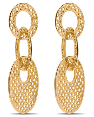 Yellow Gold Crownwork Large Link Drop Earrings