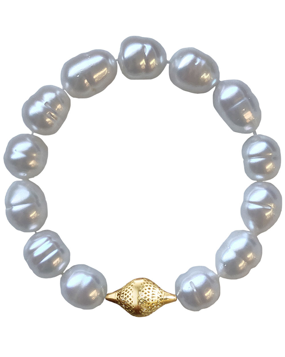 Yellow Gold and South Sea Pearl Stretch Bracelet