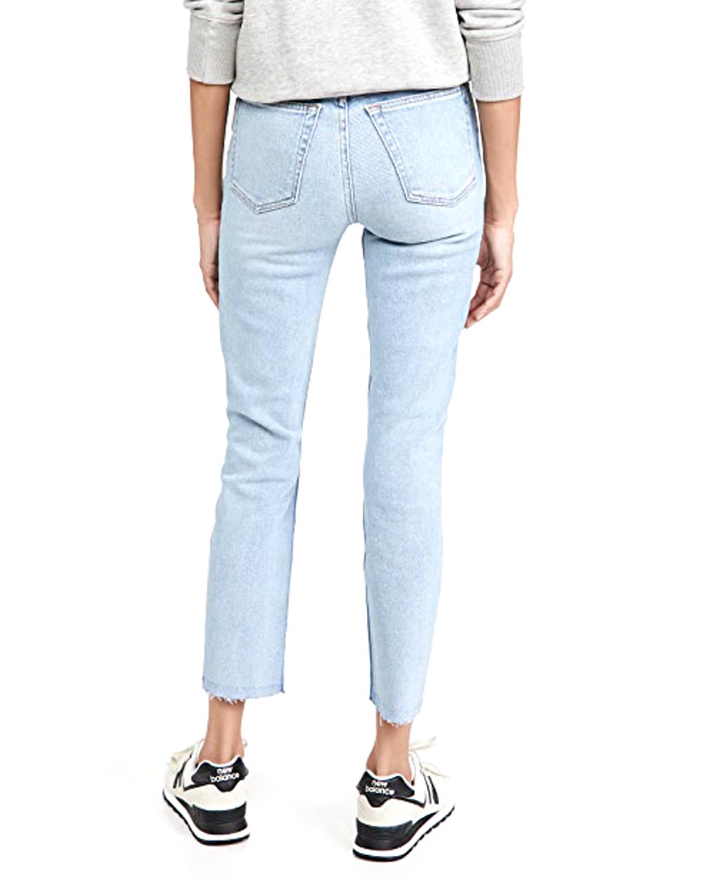 90s High Rise Ankle Crop Jean in Worn Light Blue