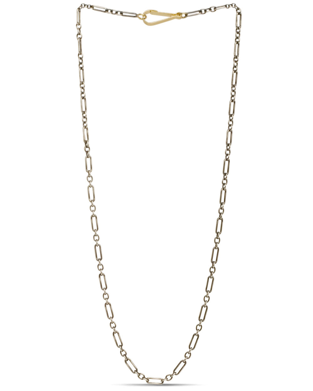 Sterling Silver and Yellow Gold Vintage Style Chain Necklace
