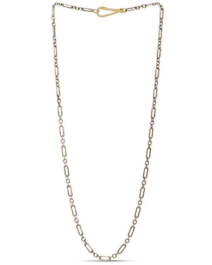 Sterling Silver and Yellow Gold Vintage Style Chain Necklace
