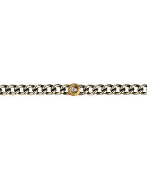 Yellow Gold and Sterling Silver Bezel Set Diamond Link Bracelet