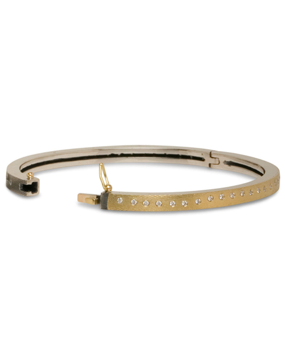 Yellow Gold and Sterling Silver Diamond Bangle Bracelet