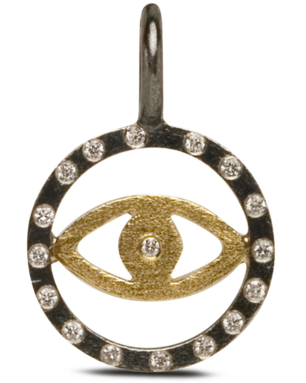 Yellow Gold and Sterling Silver Evil Eye Pendant