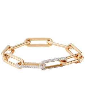 18k Yellow Gold Elongated Diamond Chain Link Bracelet