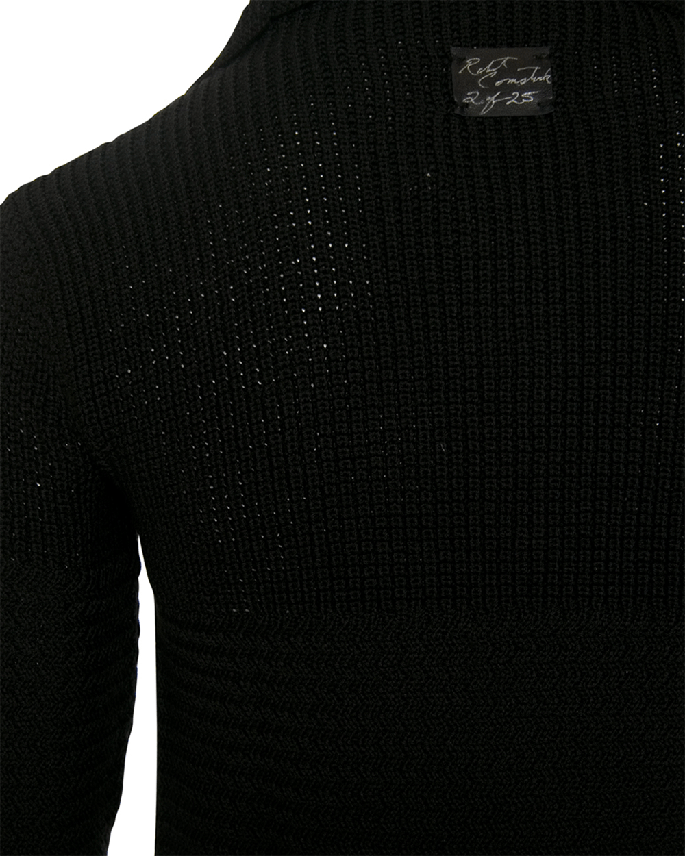 Black Merino Wool Quarter Zip Sweater