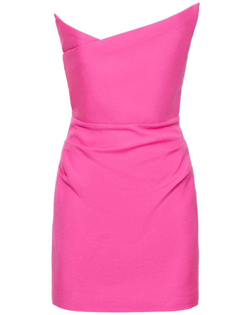 Pink Wool Asymmetric Mini Dress