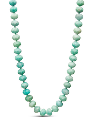 14k Yellow Gold and Silver Beaded Amazonite Necklace