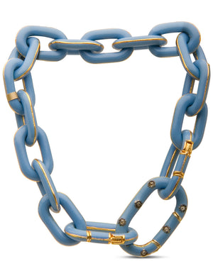 Diamond and Blue Enamel Link Bracelet