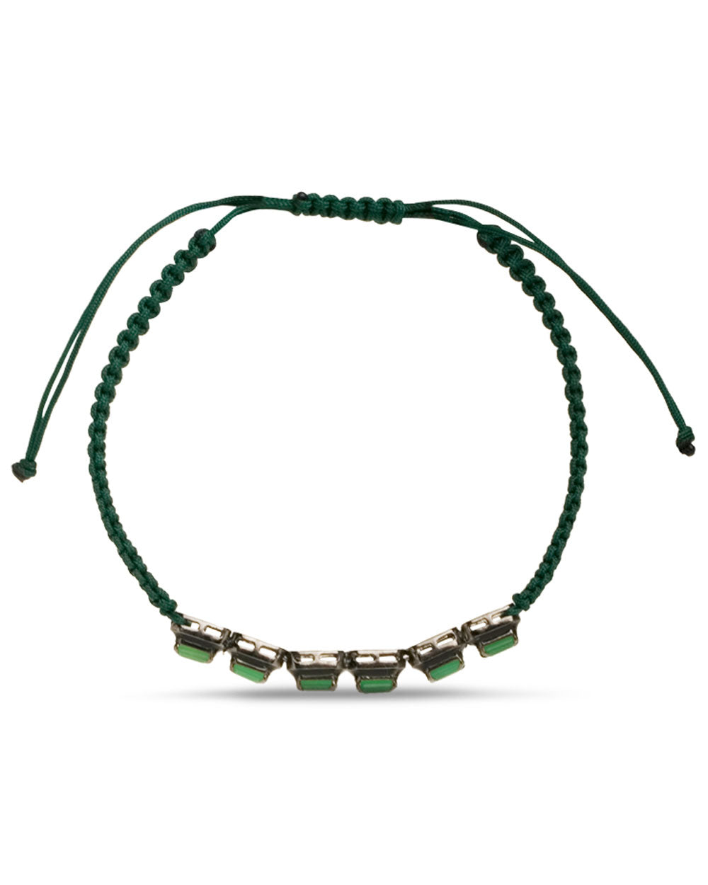 Green Enamel and Chrysoprase Cord Bracelet