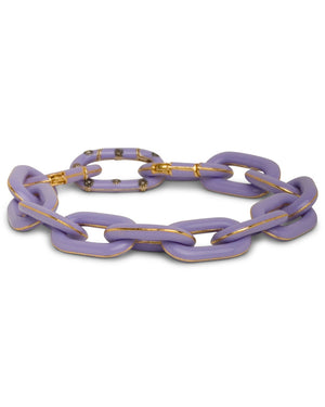 Lavender Enamel and Diamond Link Bracelet
