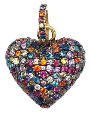 Multi Sapphire and Apatite Heart Pendant