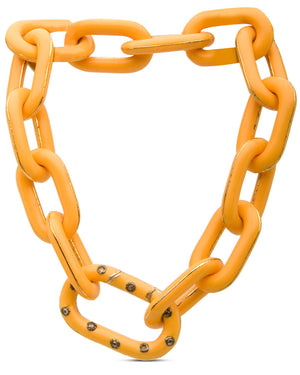 Orange Enamel and Diamond Bracelet