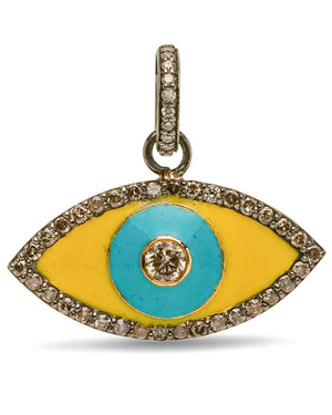 Pave Diamond Enamel Evil Eye Pendant