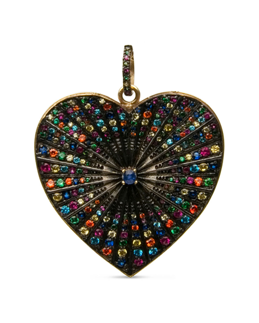 Plated Gold Large Sapphire Heart Pendant