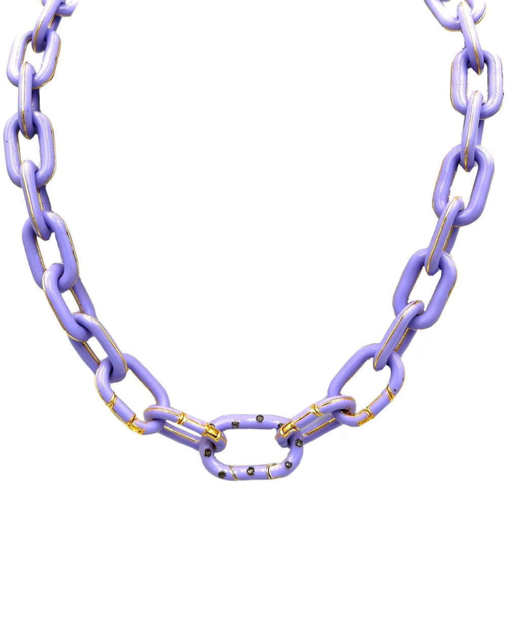 Plated Gold Periwinkle Link Necklace with Diamonds