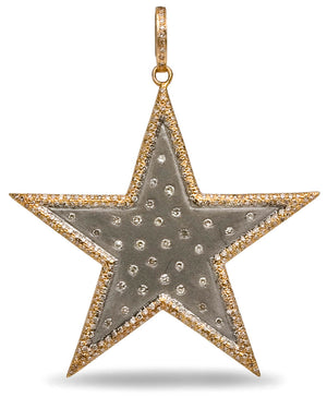 Rose Gold and Silver Diamond Star Pendant