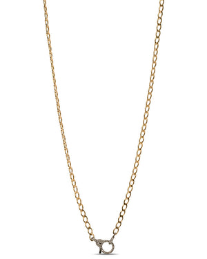 Yellow Gold Long Link Diamond Clasp Necklace