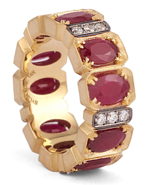 Ruby and Diamond Burmese Band Ring