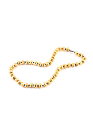 18k Gold and Sterling Silver Large Gold Bead Necklace