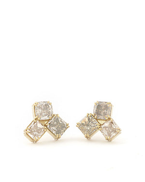 18k Yellow Gold and Champagne Diamond Honeycomb Earrings