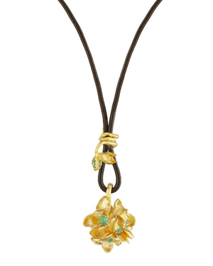 Emerald Flower Globe Chord Necklace
