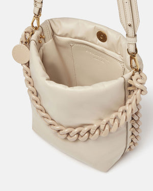 Frayme Padded Bucket Shoulder Bag in Semolina