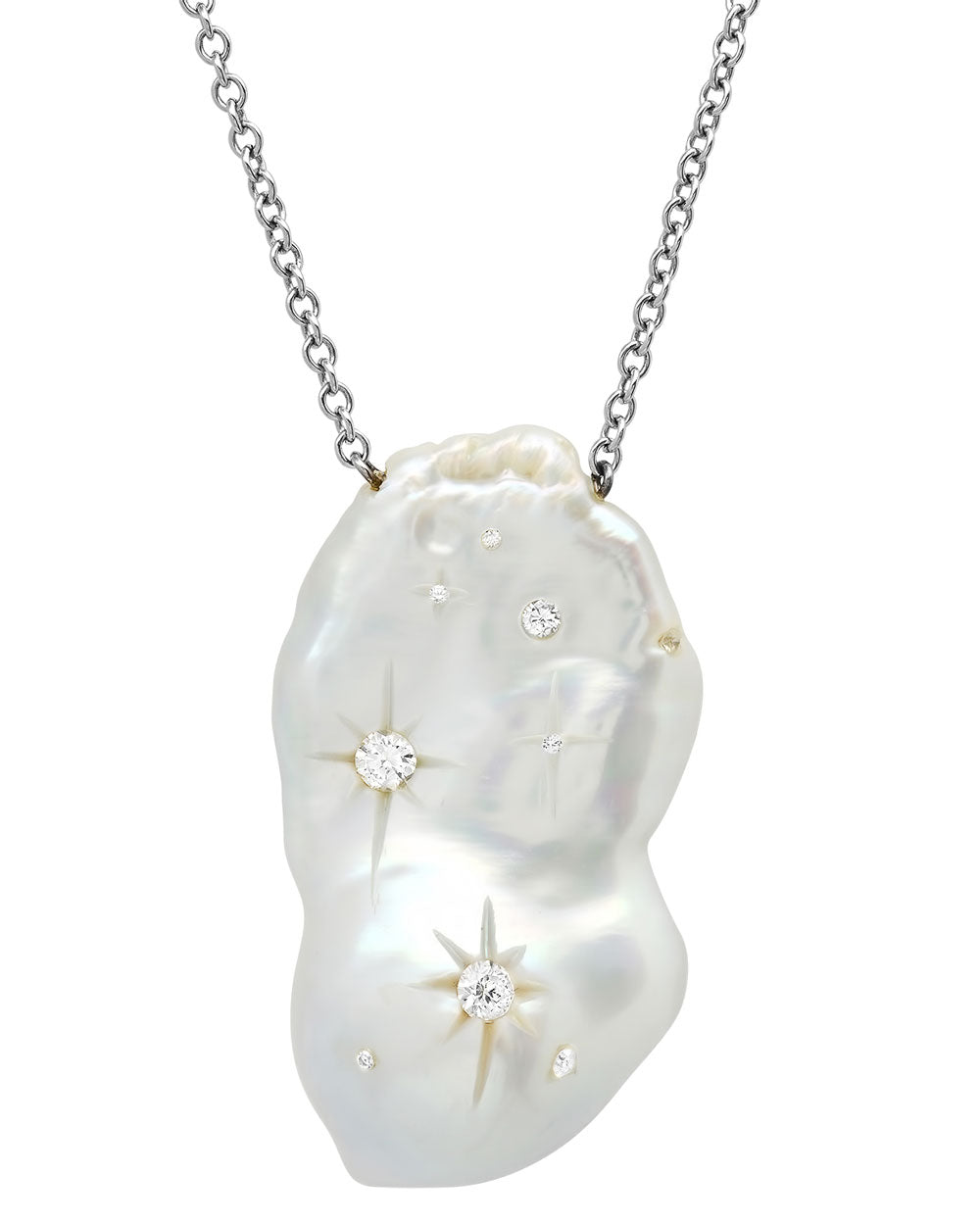 Galaxy White Baroque Freshwater Pearl Necklace