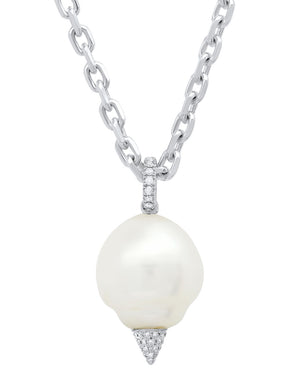 White Gold Australian Pearl Diamond Necklace