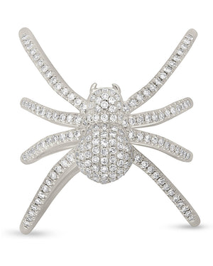 White Gold Pave Diamond Spider Ring