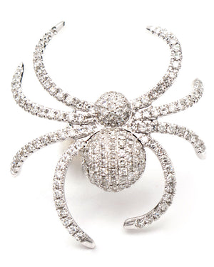 White Gold Pave Diamond Spider Single Earring