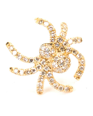 Yellow Gold Pave Diamond Spider Single Earring